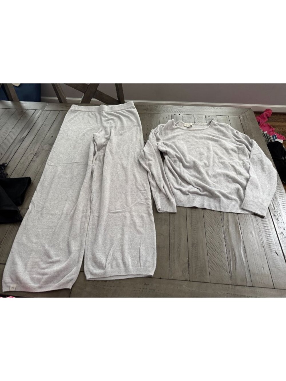 Barefoot Dreams CozyChic Ultra Lite Knit 2 Piece Pant Sweatshirt Set Medium